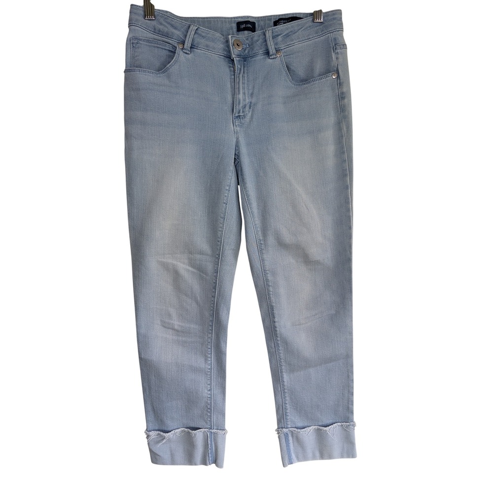 J JILL‎ Authentic Fit Cropped Jeans Womens 4 Light Wash Tencel Frayed coastal